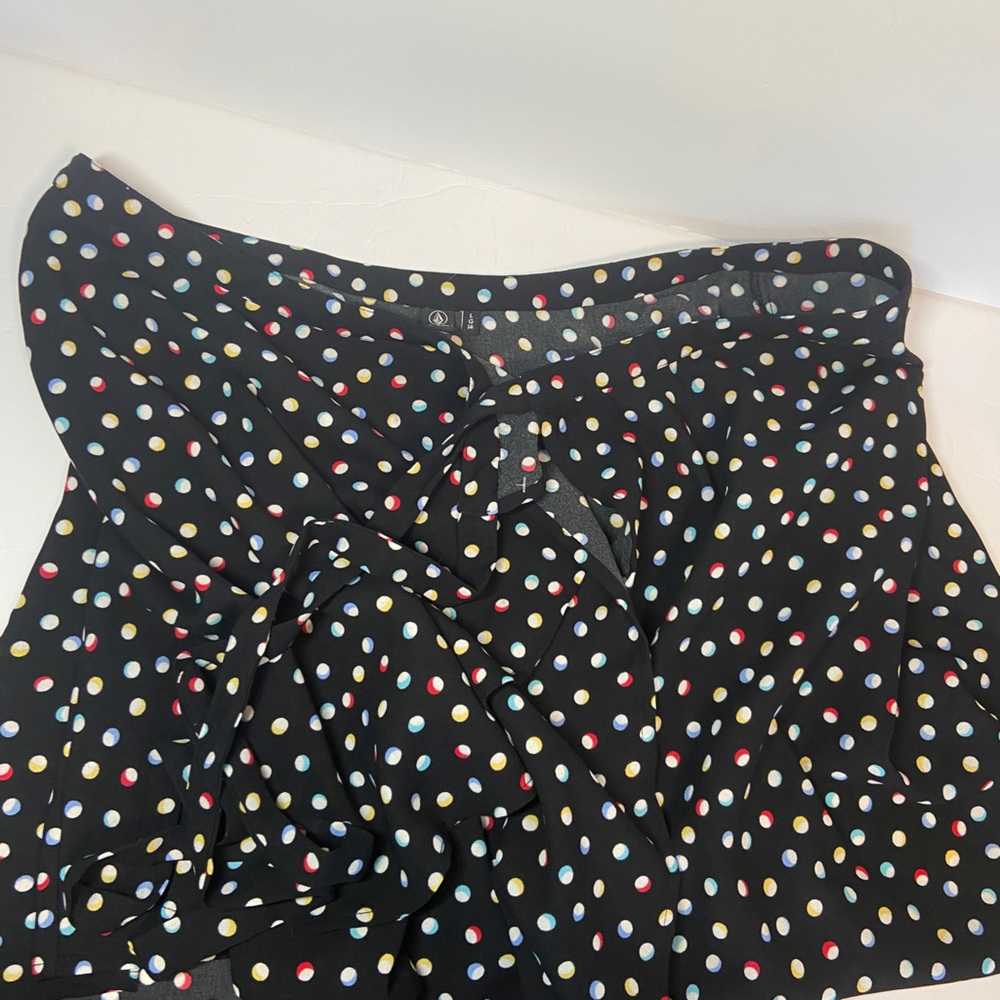 Volcom April Colorful Polka Dot Wrap Skirt